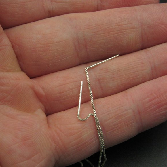 Sterling Silver Long Chain Crystal Earrings - Picture 2 of 6